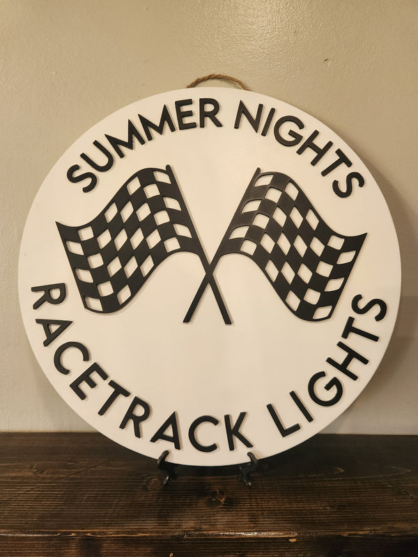 Summer Nights - Racetrack Lights 18" Sign