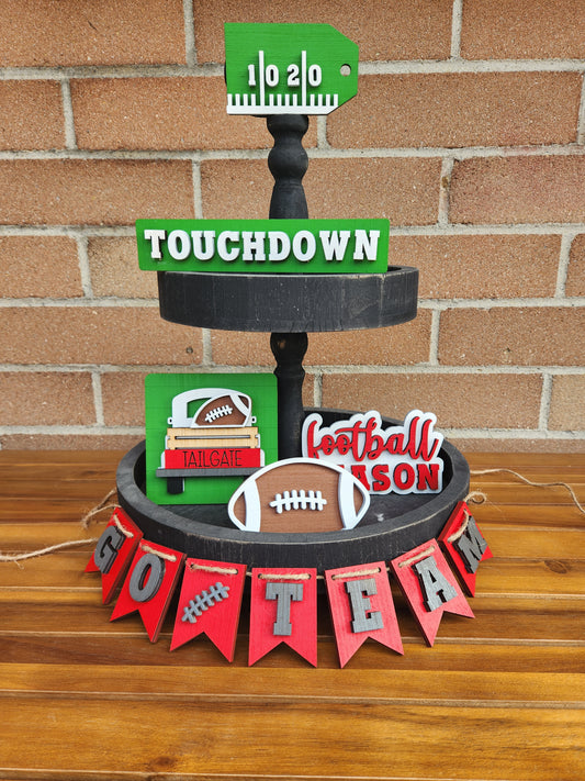 Football Tiered Tray Decor - 6 pc