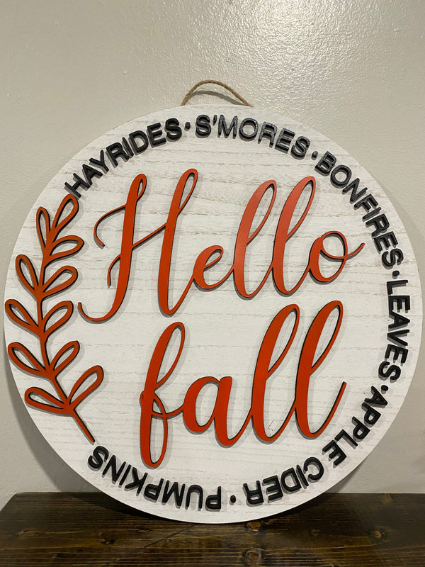Hello Fall - Round Sign