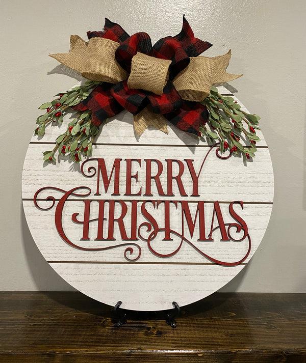 Merry Christmas Door Hanger - 18" Round